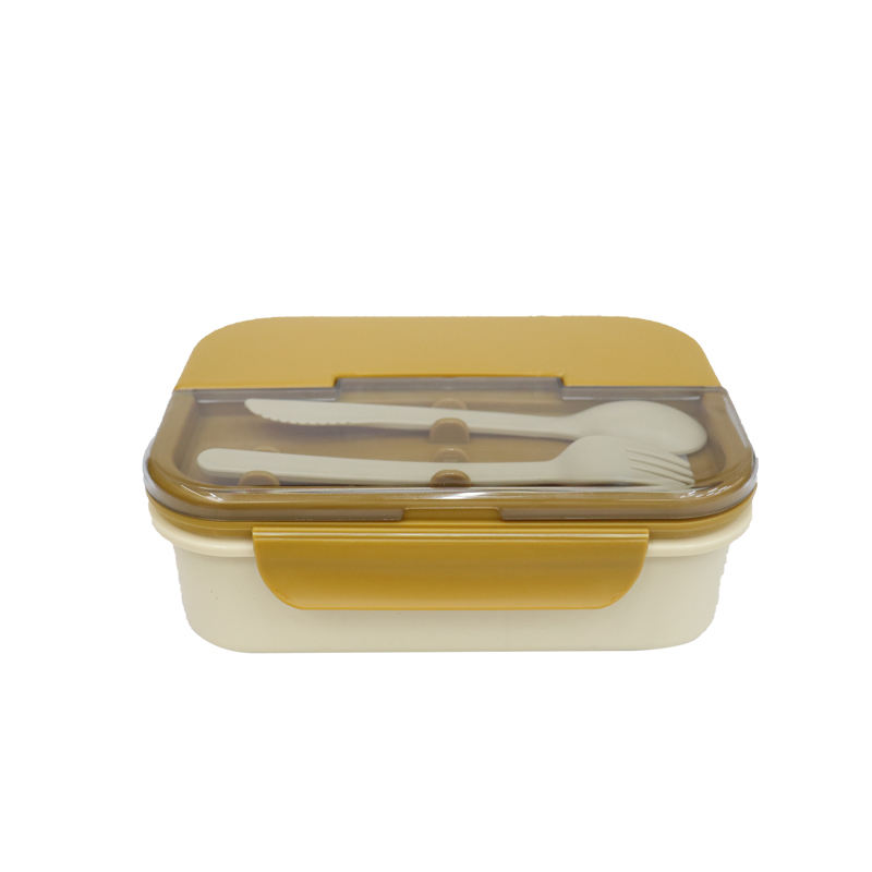 High-quality PP Material Bento Box Equipped with a Spoon and a Combination Fork Knife