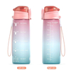 32oz Custom logo for the Button Switch Fitness Plastic Water Cup with clear Scale Lines and a Direct Drinking Spout