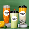 Disposable Milk Tea Cups Cold and Hot Drink Plastic Cup Clear Frosted PP Cup Custom Logo