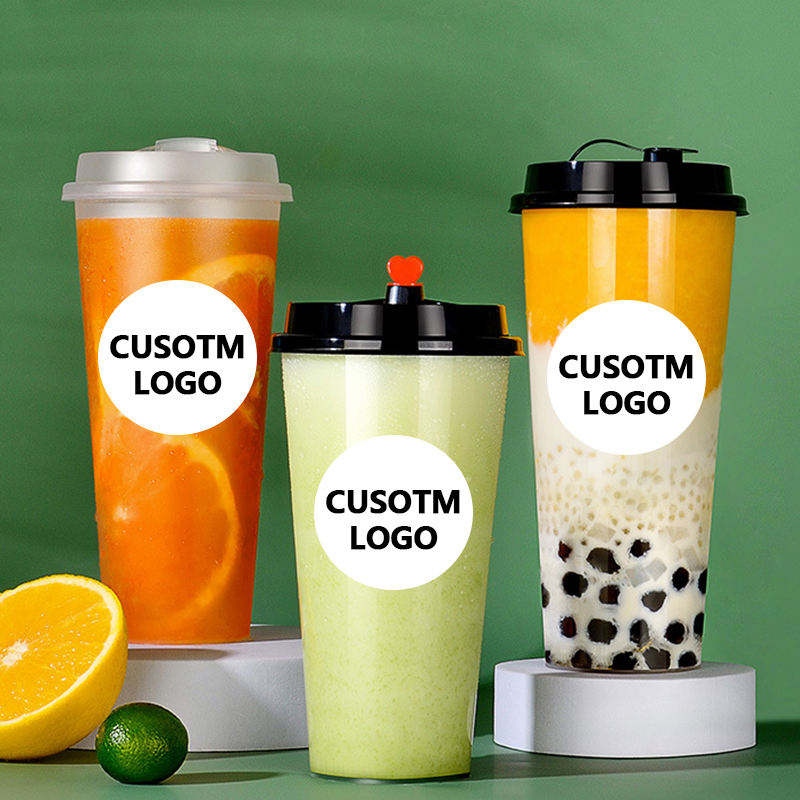 Disposable Milk Tea Cups Cold and Hot Drink Plastic Cup Clear Frosted PP Cup Custom Logo