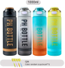 BPA Free 32 Oz Plastic Sports Bottle Leak Proof 1 Liter Motivational Water Bottle with Time Marker