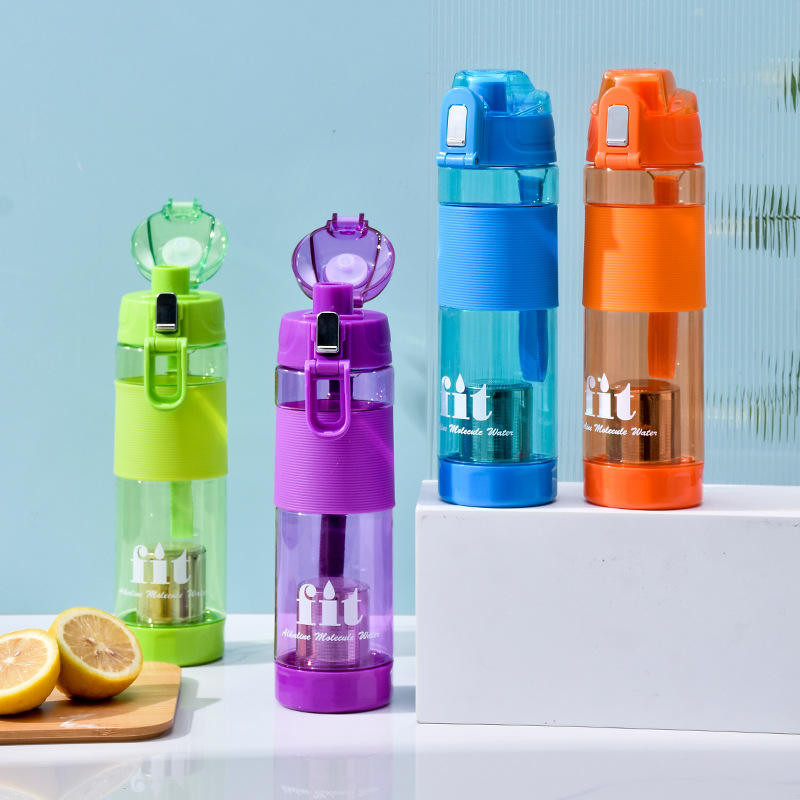 20oz 650ml BPA Free Candy Color Plastic Hydrogen Alkaline Water Bottle With Filter and Strap
