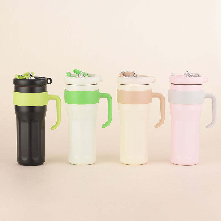 New Stylish 1200ml Keep Hot Cold Vacuum Cup with Handle Large Capacity Straw Stainless Steel Cup