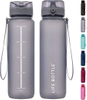 1000ml Tritan Direct Drinking Simple Plastic Water Bottle with Handle Rope and Pop up Lid