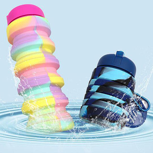 Portable Food Grade Silicone Collapsible Reusable Outdoor Sports Water Bottle Folding Water Bottle