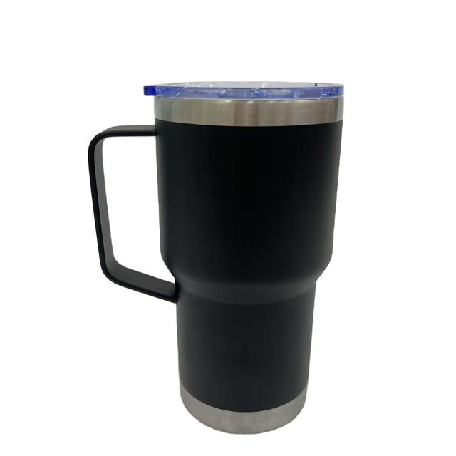 Custom Logo 16 oz Tumbler With Straw Handle Double Walled Stainless Steel Tumbler Insulated Vacuum Travel Mug