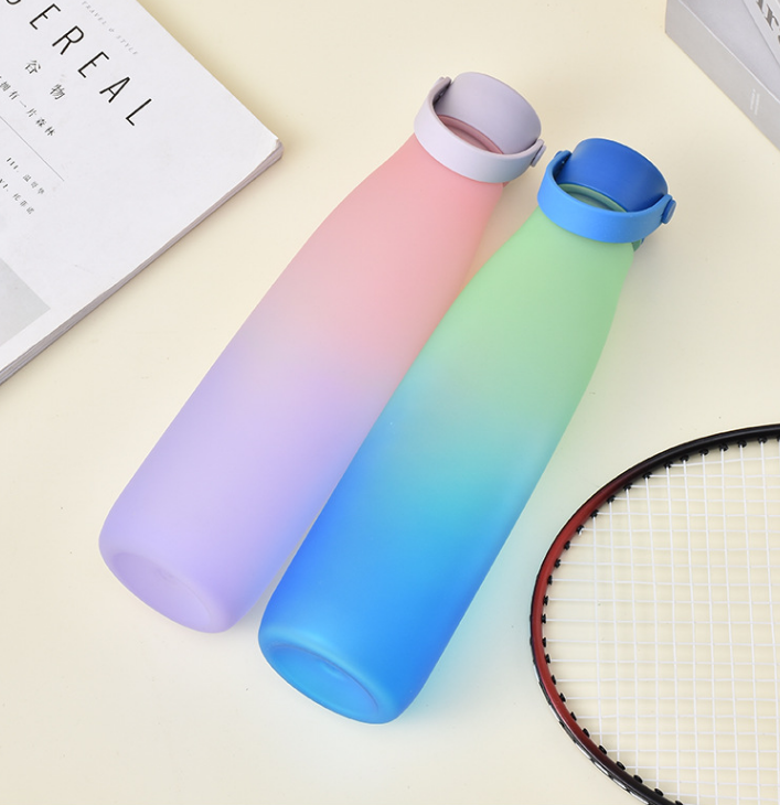 32oz Leakproof Portable Direct Drinking Gradient Colorful Gym Girls Water Bottle with Handle