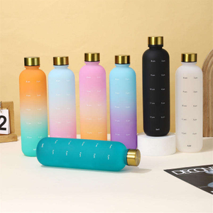 High Quality 1000Mls Narrow Mouth Colorful Bpa Free Plastic Water Bottles With Time Marker