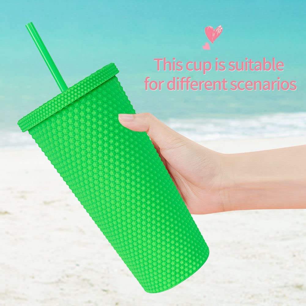2024 Hot Sell 24oz Reusable Drinking Tumbler Double Wall Plastic Matte Tumbler With Straw