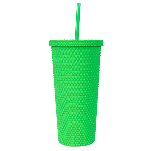 2024 Hot Sell 24oz Reusable Drinking Tumbler Double Wall Plastic Matte Tumbler With Straw