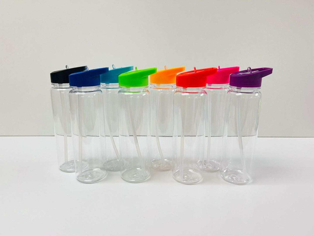 Custom logo Portable 700ml clear Plastic Drinking Suction Nozzle Straw Sports Water Bottle
