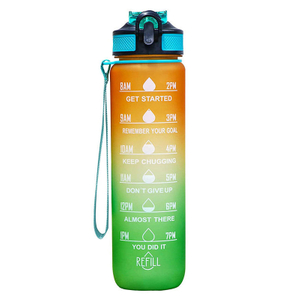 32Oz 32 Oz Portable Outdoor Motivational Plastic Gym Sports Water Bottle 1Liter 1L With Handle Lid Straw