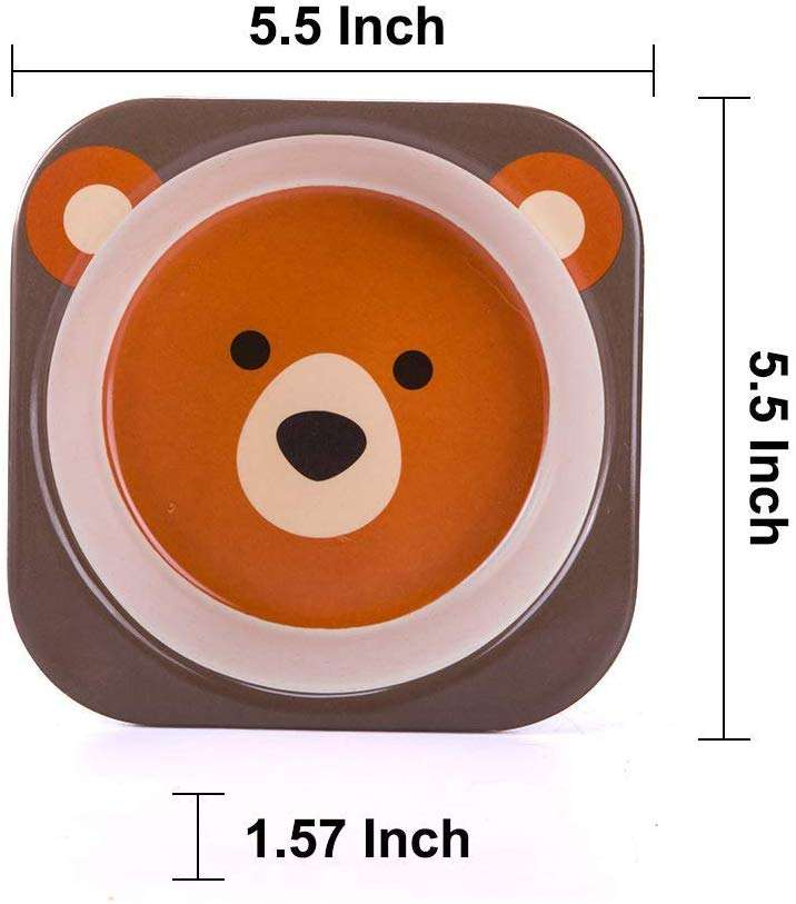 Eco- Friendly Custom Animal Kitchen Tableware Bamboo Fiber Dinner Sets for Kids