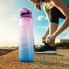 Custom Logo Plastic Portable BPA Free Reminder Tracker 32 oz 32oz Drinking Sport Motivational Water Bottle With Time Marker