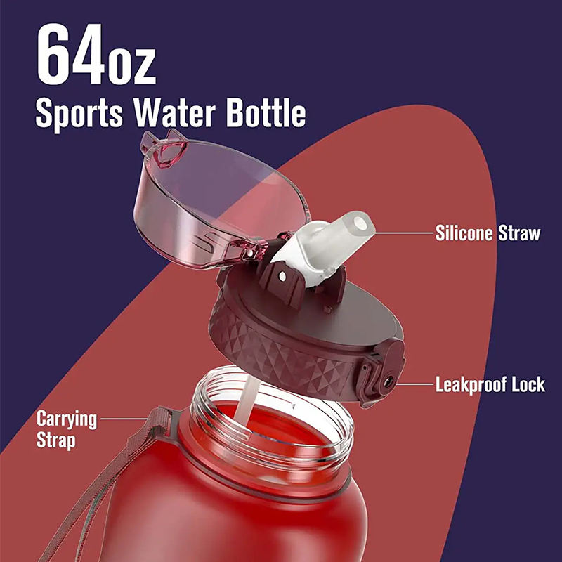 Hot Sellers Gradient Color Large Capacity 2L Plastic Water Bottle
