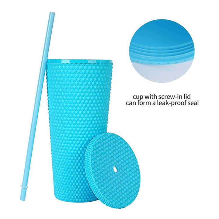 Vasos Pl Stico Con Tapa Rosa Reusable Plastic Tumbler Matte Coffee Mug Diamond Studded Water Bottle Tumbler With Straww