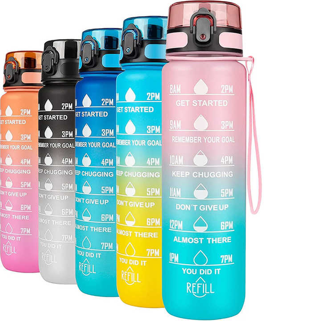Botella De Agua Para Gimnasio Good Price Bottle Cup Plastic Water Bottles With Straw and Time Marker