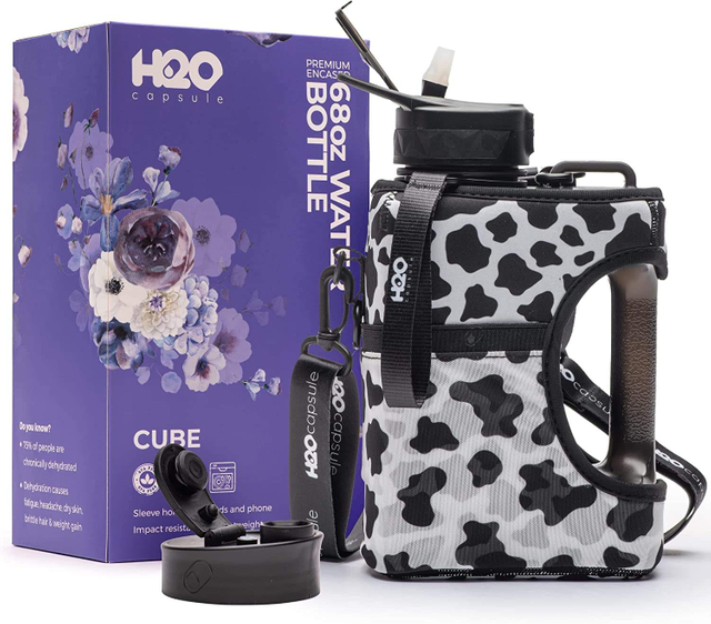 2L Water Bottle with 2 LIDS Portable Sports Kettle with Cloth Cover