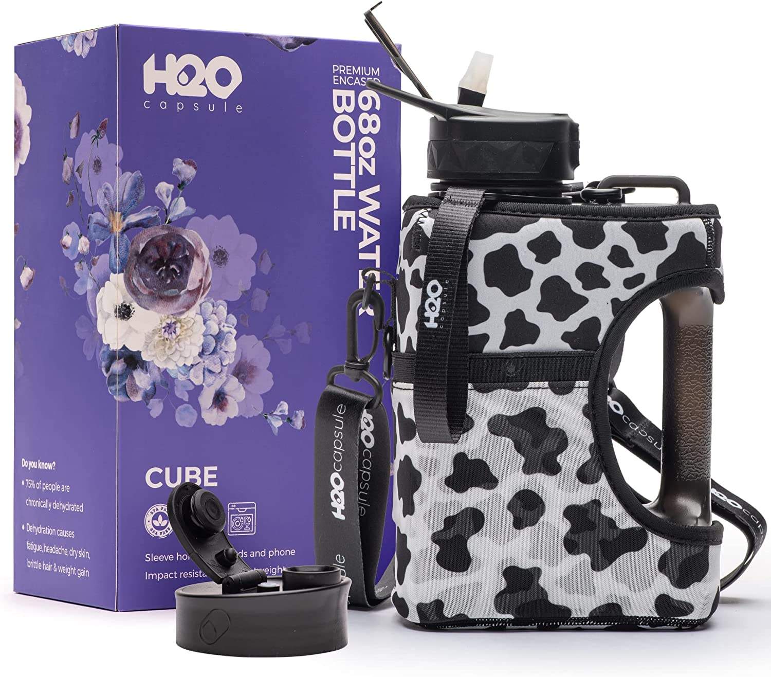2L Water Bottle with 2 LIDS Portable Sports Kettle with Cloth Cover