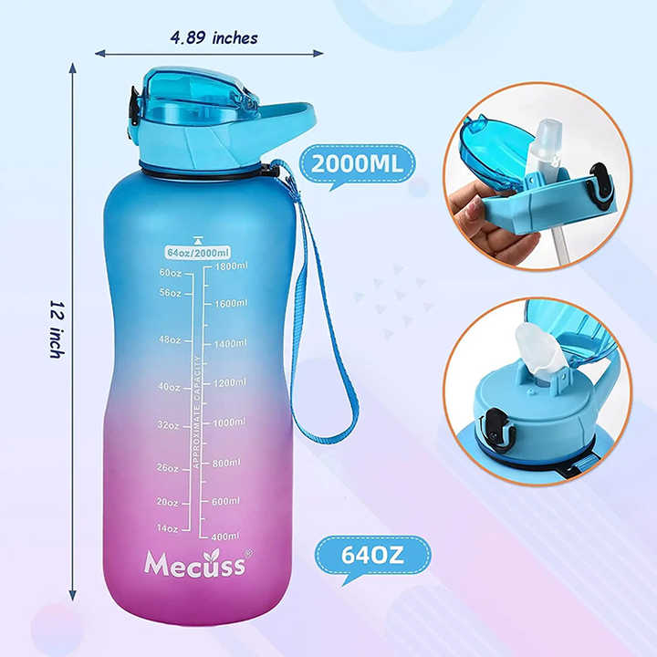 Botella Deporte Garrafa Motivacional 2L 2 Litr Set 3 Pcs Motivational 2 L Water Bottle With Time Stamps