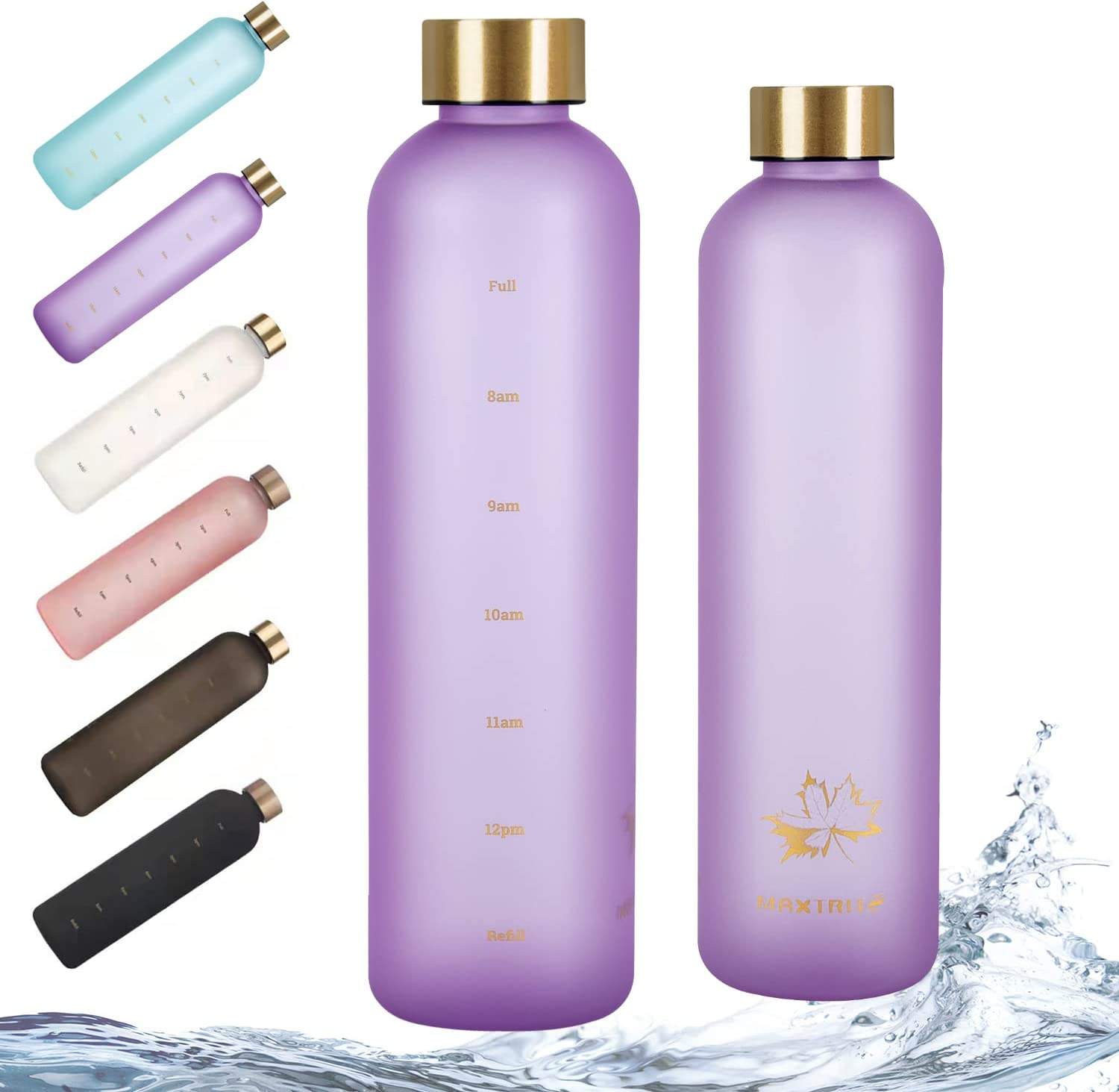 BPA Free Frosted Leakproof Motivational Time Marker 32 OZ Water Bottles With Times