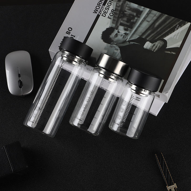 350Ml Wide Mouth Drinking Glass Water Bottle Glass Tea Bottles for Water With Temperature Display