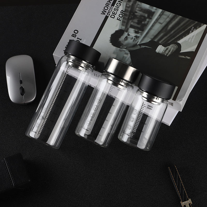 350Ml Wide Mouth Drinking Glass Water Bottle Glass Tea Bottles for Water With Temperature Display