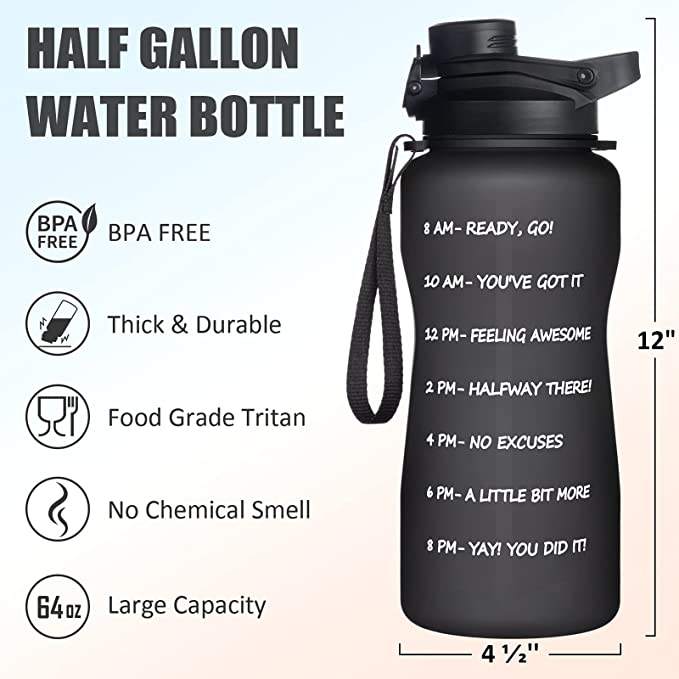 3780ml Big Capacity Gradient Color Water Bottle with Time Marker Sport Water Bottle with Time Marker Straw Plastic Water Bottles