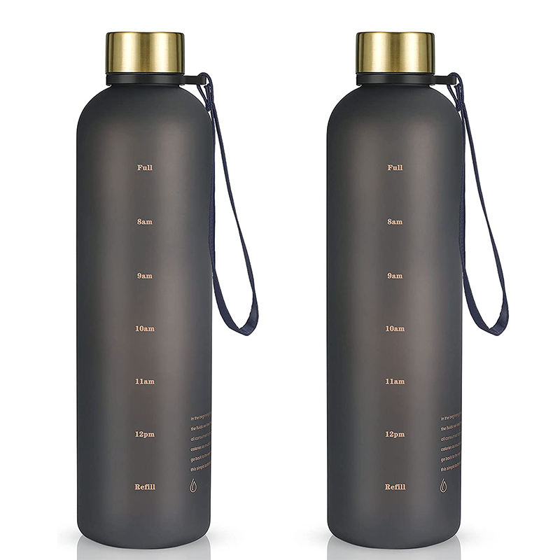 Custom Logo 1L Plastic Tritan Frosted Motivational Water Bottle With Time Marker