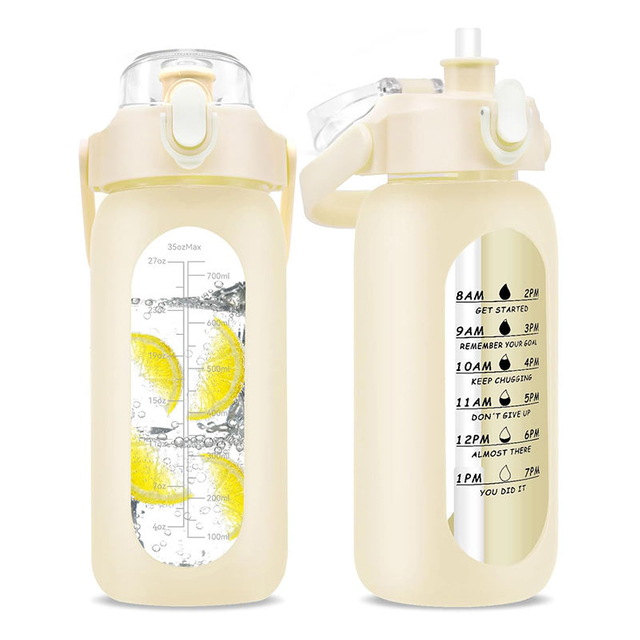 Amazons Hot Product Wide Mouth Plastic Sport Drink Water Bottle with Straw and Handle