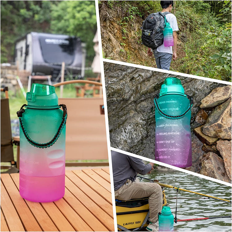 Botellas De Agua 2 Lts Botella Motivacional 2000Ml Modern Promotion Plastic 2 Litter Water Camping Bottle