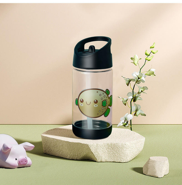 High Quality 400Ml Clear Kids School Outdoor Cute Plastic Sports Water Bottles With Straw