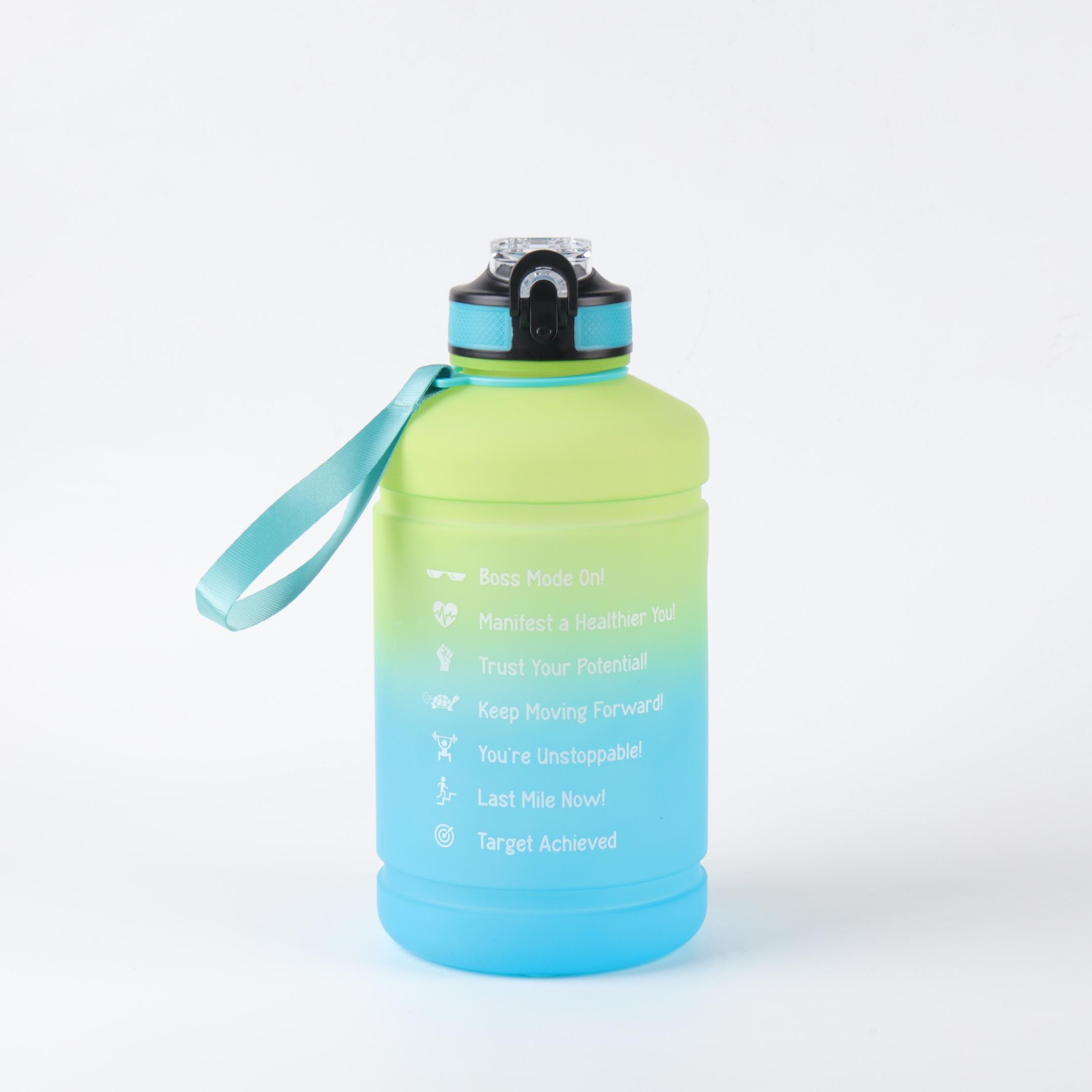 Custom Half Gallon Motivational Sport Bottles Custom Logo Bottles with Straw Lid PETG Plastic Water Bottles with Time Marker