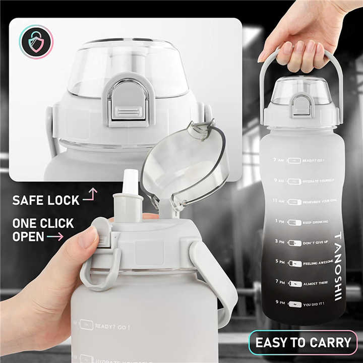 Botella Para Gimnasio Tres En Uno Transparent Water Bottles With Custom Logo Time Marking Water Bottle