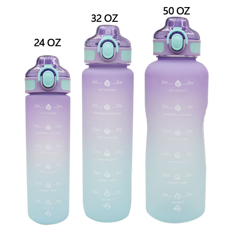 Custom Logo Plastic Bottle Gym 1.5 Liter 50Oz Half Gallon Motivational Sports Water Bottle for Sport With Time Mark