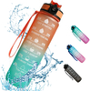 Cheap Frosted 1 Liter Sports Gym 32 OZ Motivational Custom Logo Tritan Plastic Water Bottle With Time Marker