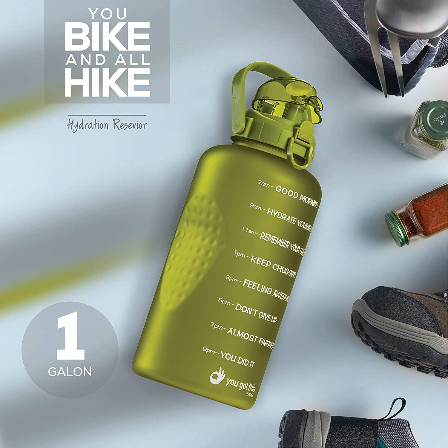 One Gallon Water Bottle with Straw Leakproof Sports Water Bottle with Handle BPA FREE PLASTIC WATER BOTTLE