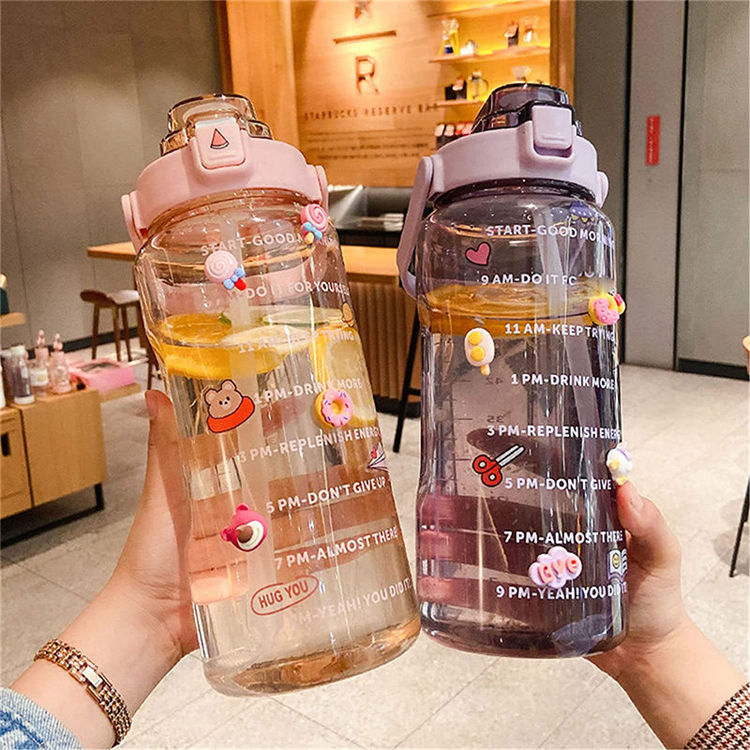 2 Liter Bouteille D Eau En Plastic Eco Friendly Gym Plastic Drinking Water Bottle With Straw