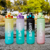 Transparent Colorful Color Gradient Plastic Motivational Water Bottle With Straw Lid for Gym Travel Camping