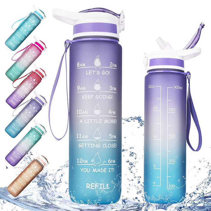 Bouteille Deau Portable Botellas De Agua Custom Logo Bottles Reusable Motivational Fitness Sport Tritan Water Bottle
