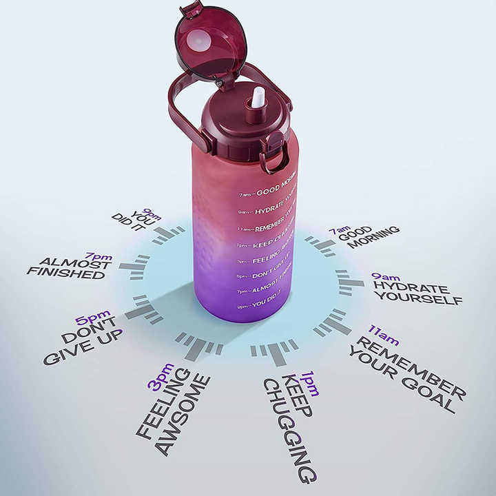 Botella De Agua Deportiva Botella De Agua De 2L Cool Gym Clear Drink Bottle Water With Motivational Time Marker