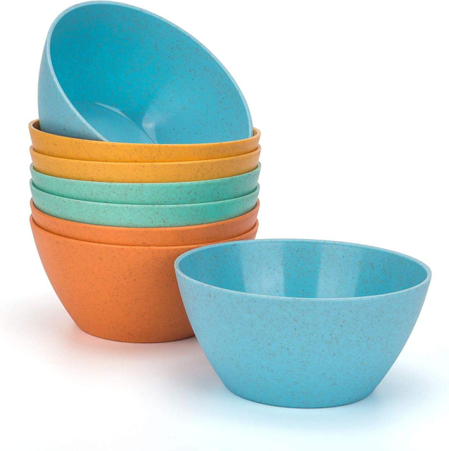Rpet Plastic Unbreakable Bowls 24 OZ Set Reusable Cereal Soup Bowls Microwave and Dishwasher Safe Bowl