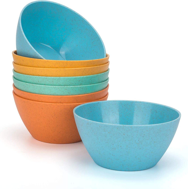 Rpet Plastic Unbreakable Bowls 24 OZ Set Reusable Cereal Soup Bowls Microwave and Dishwasher Safe Bowl