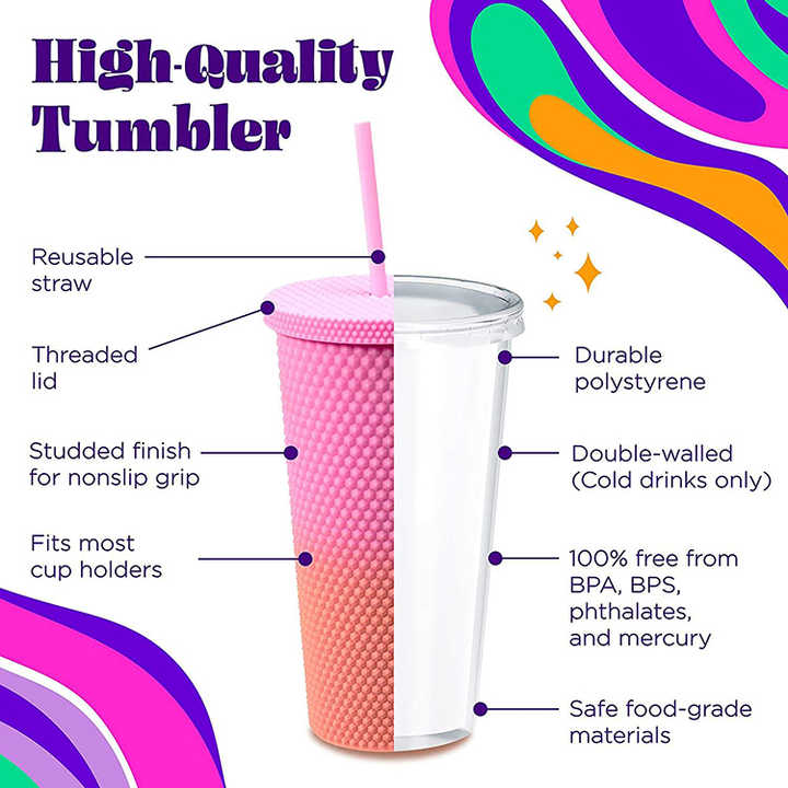 2024 Gradients Color Gym Insulated Water Bottle Plastic Water Bottle with Straw