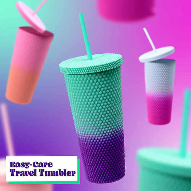 2024 Gradients Color Gym Insulated Water Bottle Plastic Water Bottle with Straw