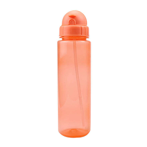 High Quality 600Ml Slim Colorful Clear Straw Kid Bpa Free Plastic Water Drink Bottle With Lid