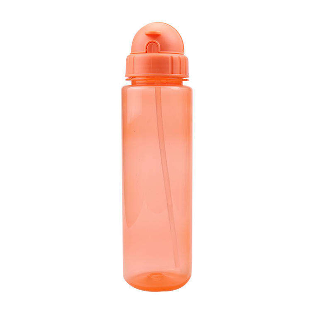 High Quality 600Ml Slim Colorful Clear Straw Kid Bpa Free Plastic Water Drink Bottle With Lid
