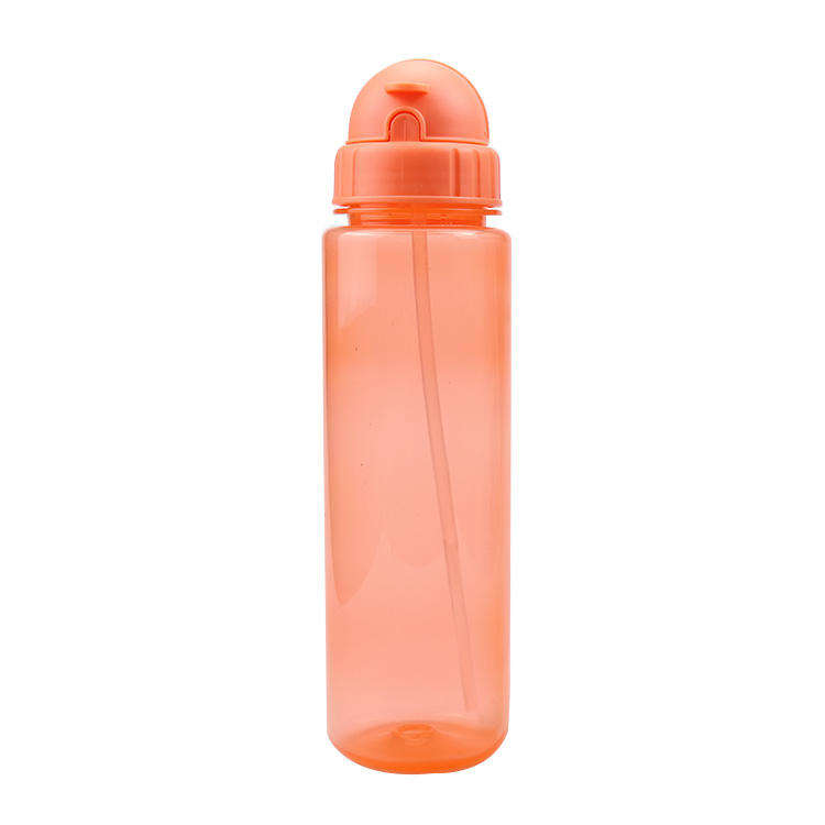 High Quality 600Ml Slim Colorful Clear Straw Kid Bpa Free Plastic Water Drink Bottle With Lid