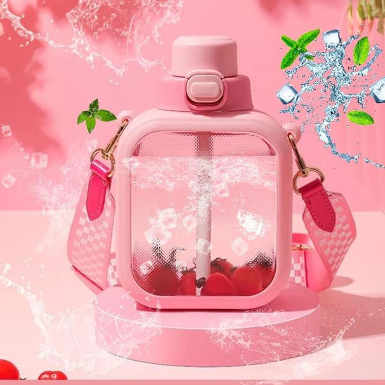 Botellas De Agua Reutilizables Leak Proof Reusable Gym Sport Flat Square Tritan Water Bottle