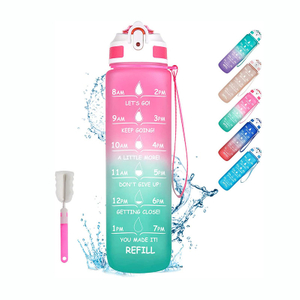 High Quality Eco Friendly Gradient Color Bpa Free 32Oz Tritan Sport Motivational Plastic Water Bottles for Adults
